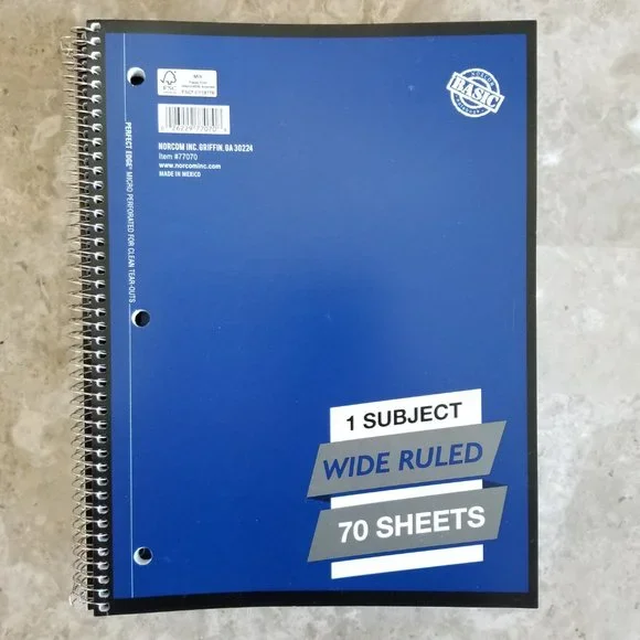 NEW 6 Pack Bundle of Spiral Notebooks: 1-subject, 70-count, Wide Ruled - Picture 4 of 7